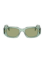 Prada Rectangle Sunglasses in Transparent Green, view 1, click to view large image.