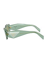 Prada Rectangle Sunglasses in Transparent Green, view 3, click to view large image.