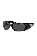 Prada Shield Sunglasses in Black, view 2, click to view large image.