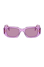 Prada Rectangle Sunglasses in Transparent Amethyst, view 1, click to view large image.
