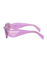 Prada Rectangle Sunglasses in Transparent Amethyst, view 3, click to view large image.