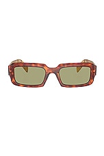 Prada Rectangle Sunglasses in Cognac Tortoise, view 1, click to view large image.