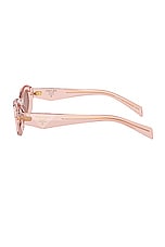 Prada Oval Sunglasses in Transparent Pink, view 3, click to view large image.