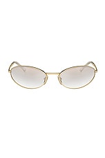 Prada Oval Sunglasses in Pale Gold, view 1, click to view large image.
