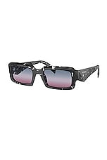 Prada Rectangle Sunglasses in Black Crystal, view 2, click to view large image.