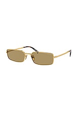 Prada Rectangle Sunglasses in Gold, view 2, click to view large image.