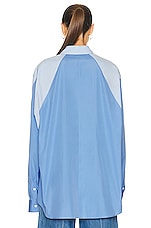 Peter Do Combo Twisted Oversized Shirt in Light Blue & Medium Blue, view 3, click to view large image.