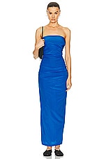 Proenza Schouler Odette Strapless Dress in Cerulean, view 1, click to view large image.