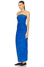 Proenza Schouler Odette Strapless Dress in Cerulean, view 3, click to view large image.