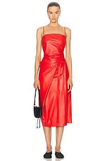 Proenza Schouler Delancy Leather Dress in Vermillion, view 1, click to view large image.