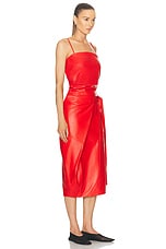 Proenza Schouler Delancy Leather Dress in Vermillion, view 2, click to view large image.