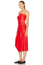 Proenza Schouler Delancy Leather Dress in Vermillion, view 3, click to view large image.