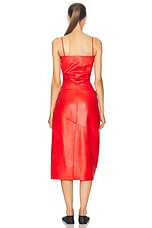 Proenza Schouler Delancy Leather Dress in Vermillion, view 4, click to view large image.