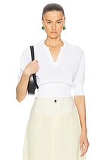 Proenza Schouler Reeve Polo Top in Off White, view 1, click to view large image.