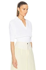 Proenza Schouler Reeve Polo Top in Off White, view 2, click to view large image.