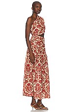 Posse Joslin One Shoulder Dress in Crimson Multi, view 2, click to view large image.