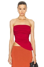 Posse Mason Strapless Top in Crimson, view 1, click to view large image.