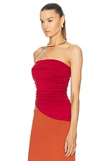 Posse Mason Strapless Top in Crimson, view 3, click to view large image.