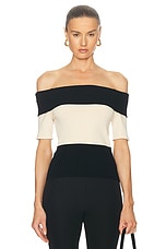 Posse Theo Off The Shoulder Top in Cream & Black, view 1, click to view large image.