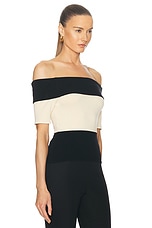 Posse Theo Off The Shoulder Top in Cream & Black, view 2, click to view large image.