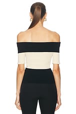 Posse Theo Off The Shoulder Top in Cream & Black, view 3, click to view large image.