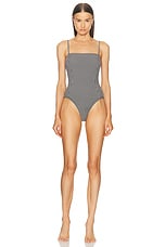 Posse Nora One Piece Swimsuit in Gingham Black & Cream, view 1, click to view large image.