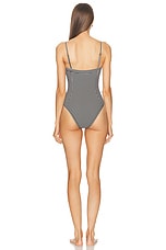 Posse Nora One Piece Swimsuit in Gingham Black & Cream, view 4, click to view large image.