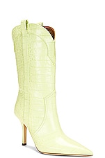 Paris Texas Paloma Mid Calf Boot in Lime, view 2, click to view large image.