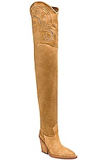 Paris Texas Holly Dakota Over the Knee Boot in Caramel, view 2, click to view large image.