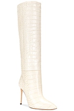 Paris Texas Stiletto Boot in Bone China, view 2, click to view large image.