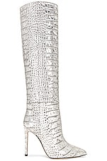Paris Texas Stiletto Boot in Silver, view 1, click to view large image.