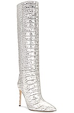 Paris Texas Stiletto Boot in Silver, view 2, click to view large image.