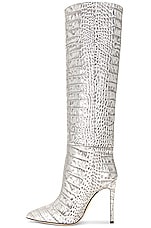 Paris Texas Stiletto Boot in Silver, view 5, click to view large image.