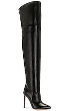 Paris Texas Stiletto Over The Knee Boot in Black, view 2, click to view large image.