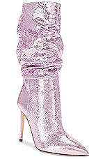 Paris Texas Stiletto Slouchy Boot in Pink, view 2, click to view large image.
