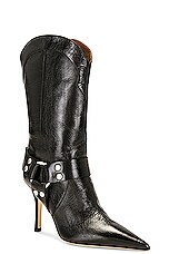 Paris Texas June Midcalf Boot in Black, view 2, click to view large image.