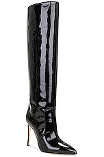 Paris Texas Stiletto Boot Heel 105 in Black, view 2, click to view large image.