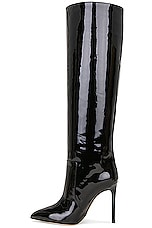 Paris Texas Stiletto Boot Heel 105 in Black, view 5, click to view large image.