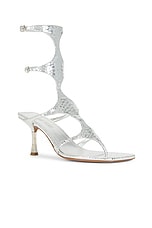 Paris Texas Uma 75 Sandal Heel in Silver, view 2, click to view large image.