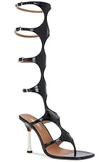 Paris Texas Uma 100 Knee High Sandal Heel in Carbone, view 2, click to view large image.