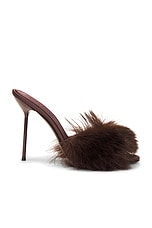 Paris Texas Furry Lidia Mule 105 Heel in Brown | FWRD