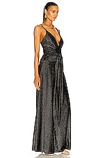 PatBO Strass Velvet Tie-Front Jumpsuit in Black, view 2, click to view large image.