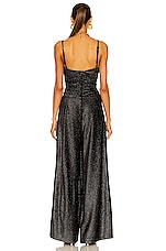 PatBO Strass Velvet Tie-Front Jumpsuit in Black, view 3, click to view large image.