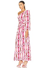 PatBO Twist One Shoulder Maxi Dress in Flamant, view 3, click to view large image.