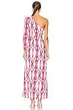 PatBO Twist One Shoulder Maxi Dress in Flamant, view 4, click to view large image.