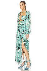 PatBO Wist Long Sleeve Lace Up Maxi Dress in Piscene Blue, view 4, click to view large image.