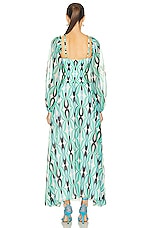 PatBO Wist Long Sleeve Lace Up Maxi Dress in Piscene Blue, view 5, click to view large image.