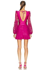 PatBO Crochet Plunge Mini Dress in Magenta, view 4, click to view large image.