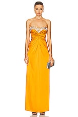 PatBO Hand Beaded Strapless Gown in Mustard, view 1, click to view large image.