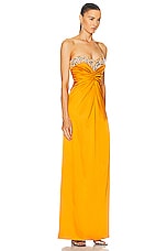 PatBO Hand Beaded Strapless Gown in Mustard, view 2, click to view large image.